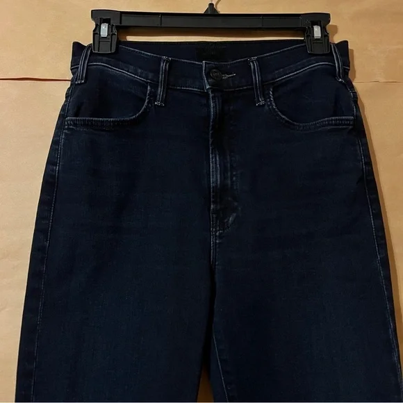 Mother The Hustler Ankle Fray Jeans Night in Paris High Rise Flare Denim Size 28